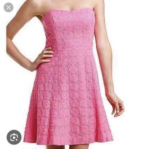 Lilly Pilitzer Pink Lace Strapless Dress. Size 10